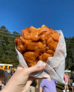 Fresh apple fritter at the Georgia Apple Festival in Ellijay, GA